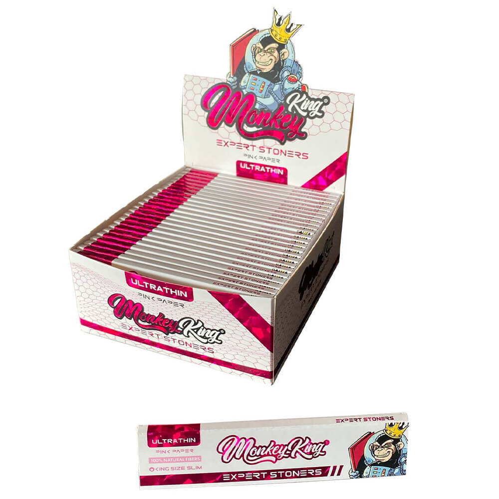 Monkey King Expert Stoners Rolling Papers: Pink - King Size Ultra Thin