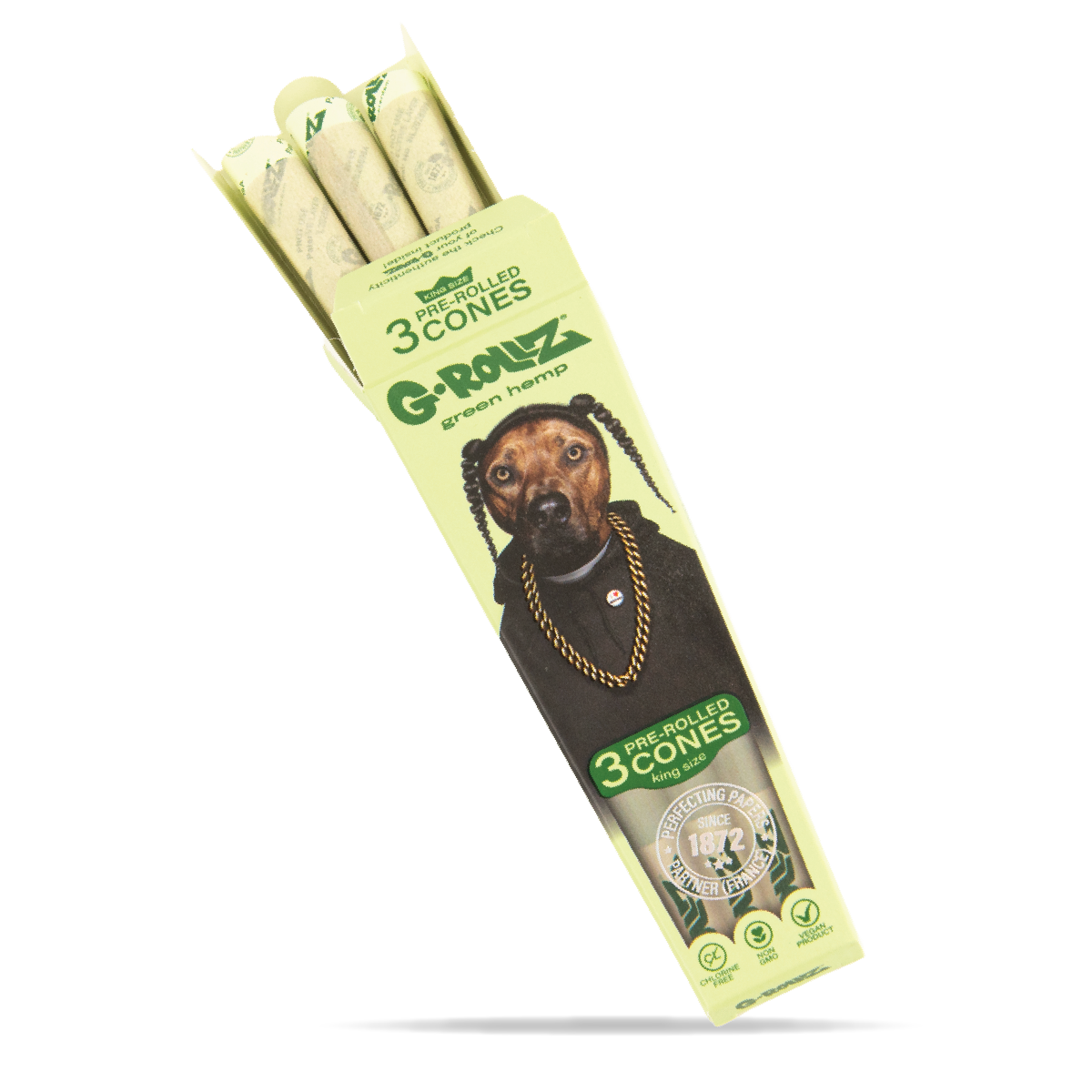 G-Rollz Pets Rock 'Rap' Organic Green Hemp King Size Pre-Rolled Cones 3pcs