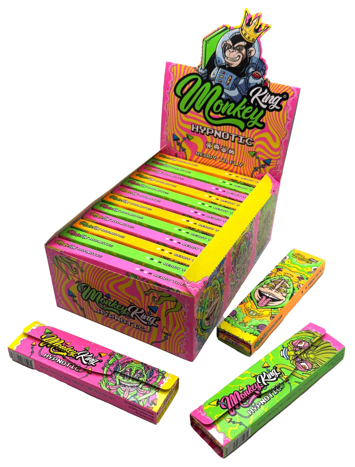 Box of Monkey King Hypnotic papers with colorful packaging on a white background