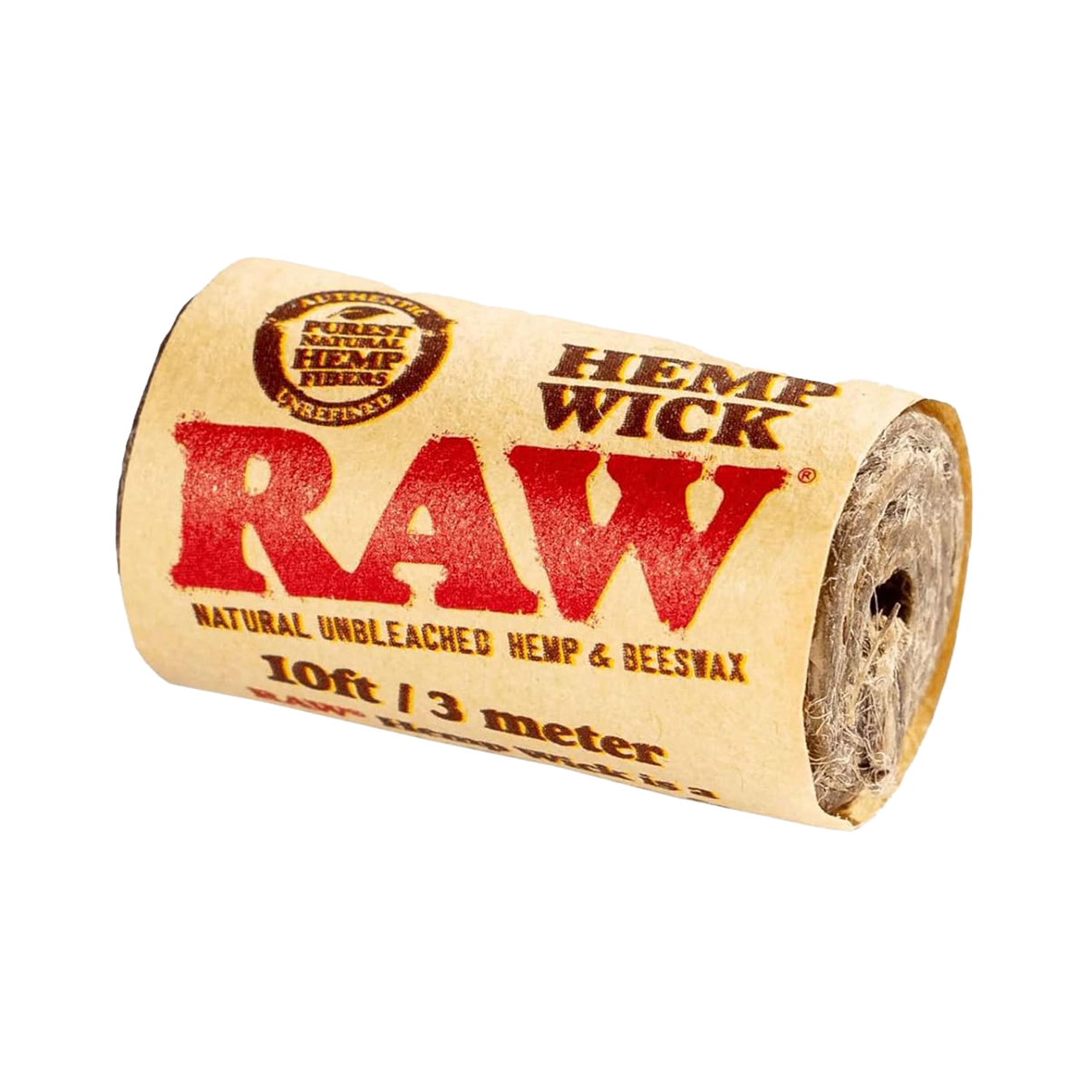 Roll of Raw Hemp Wick on a white background