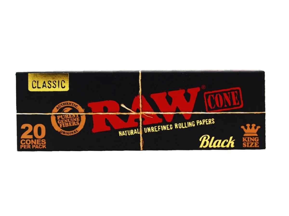 RAW Classic Black King Size Pre Rolled Cones (20 pcs)-RAW