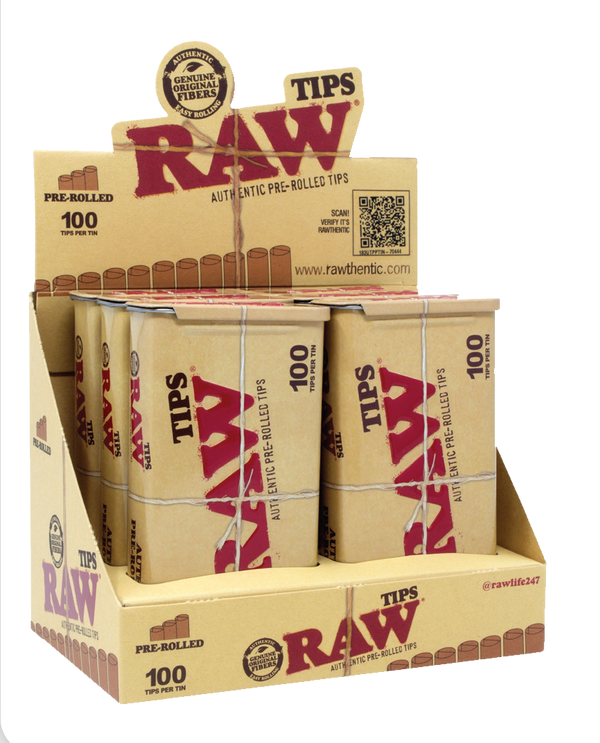 RAW Pre-Rolled Tips in Tin (600 pcs) - 6pcs Full Box