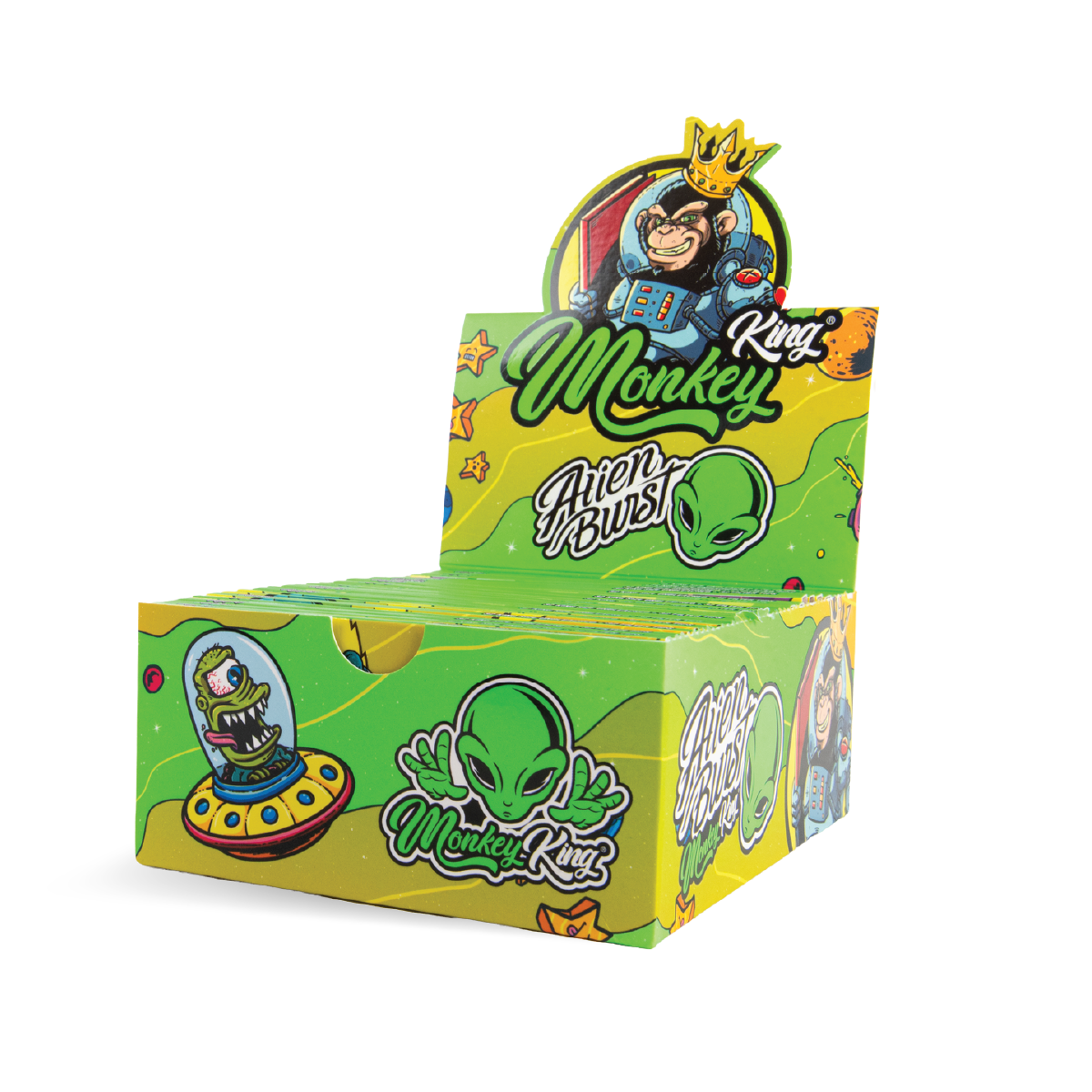 Monkey King Rolling Papers & Tips: Alien Burst - King Size Unbleached