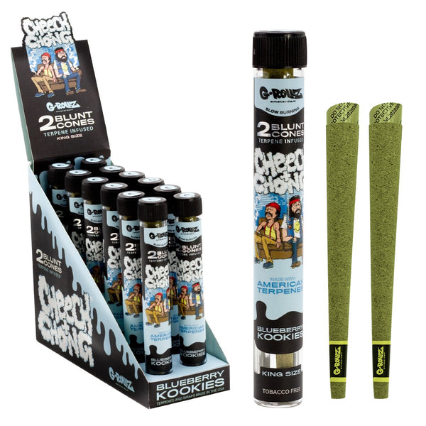 G-Rollz Cheech & Chong Terpene Infused Hemp Blunts - Blueberry Kookies - 12pcs Full Box (24 Blunts)