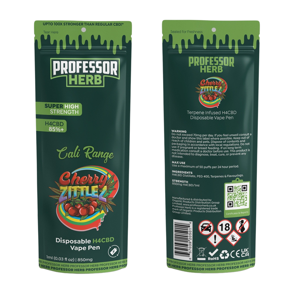 Professor Herb Disposable H4CBD Vape Pen 85%+ 850mg - Cherry Zittlez