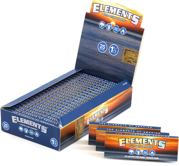 Elements 1¼ Ultra Thin Rice Rolling Papers - 25pcs Full Box