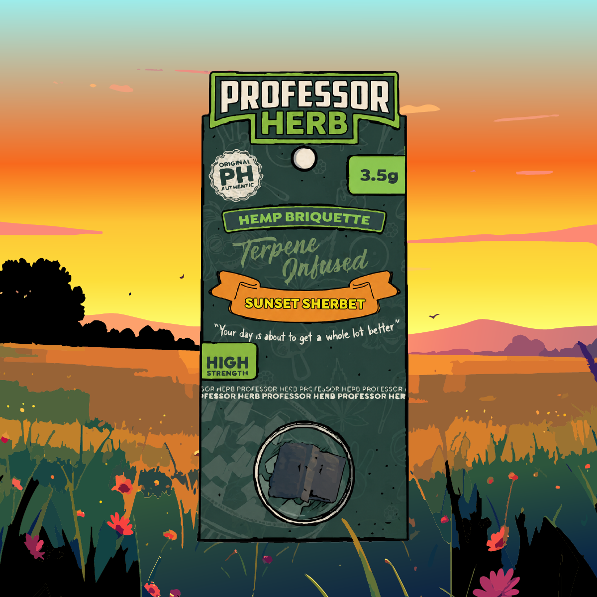 Professor Herb Hemp Briquette Hash (3.5g) - Sunset Sherbet [LIMITED EDITION]