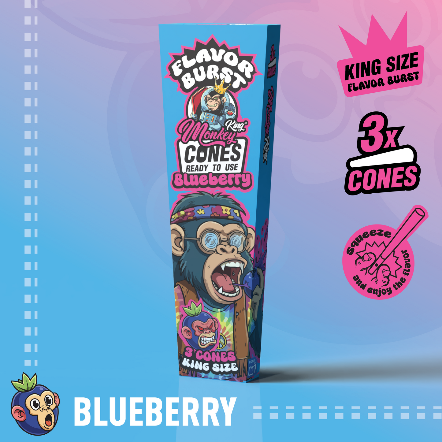 Monkey King King Size Flavor Burst Cones - (3 Pack)