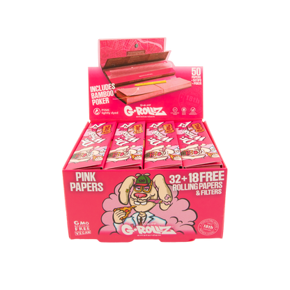G-Rollz Dr. Whiskerz Pink Rolling Papers, Tips & Poker