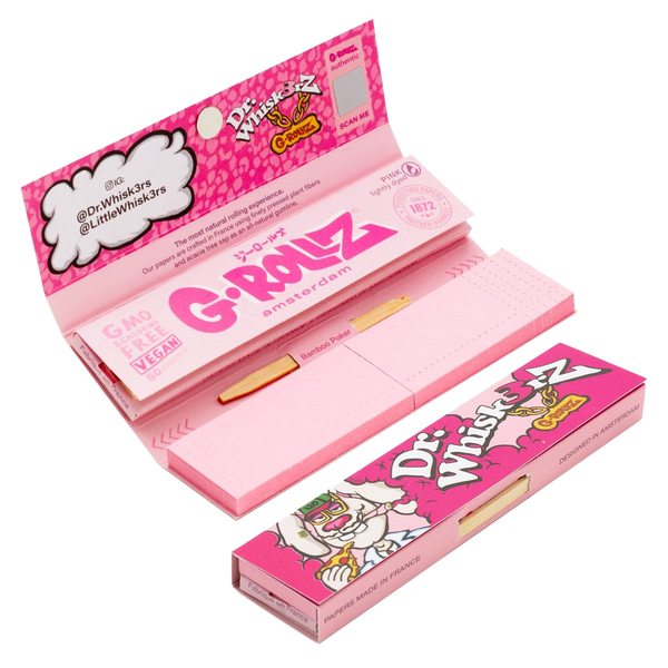 G-Rollz Dr. Whiskerz Pink Rolling Papers, Tips & Poker