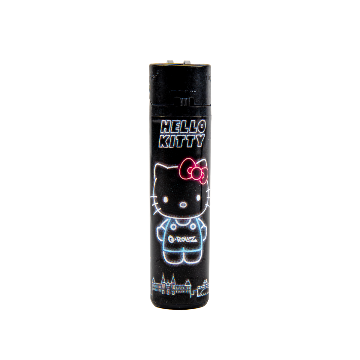 Black Hello Kitty lighter on a white background