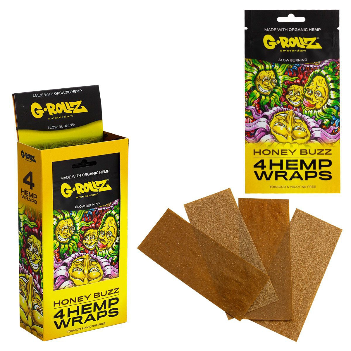G-Rollz Hemp Wraps packaging with wraps displayed on a white background