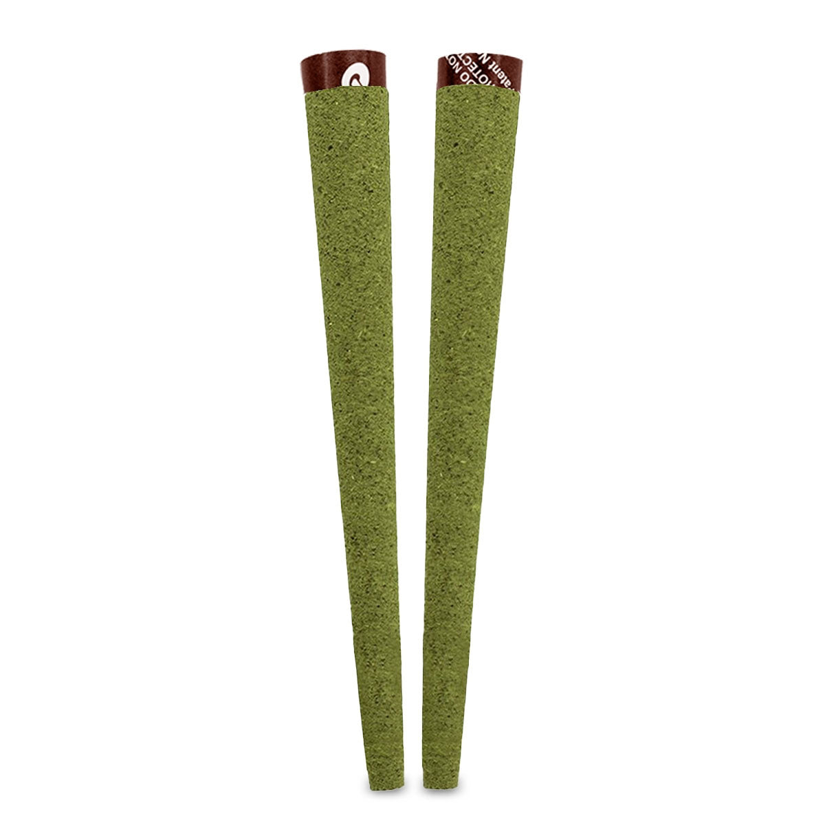 Two green textured cones on a white background