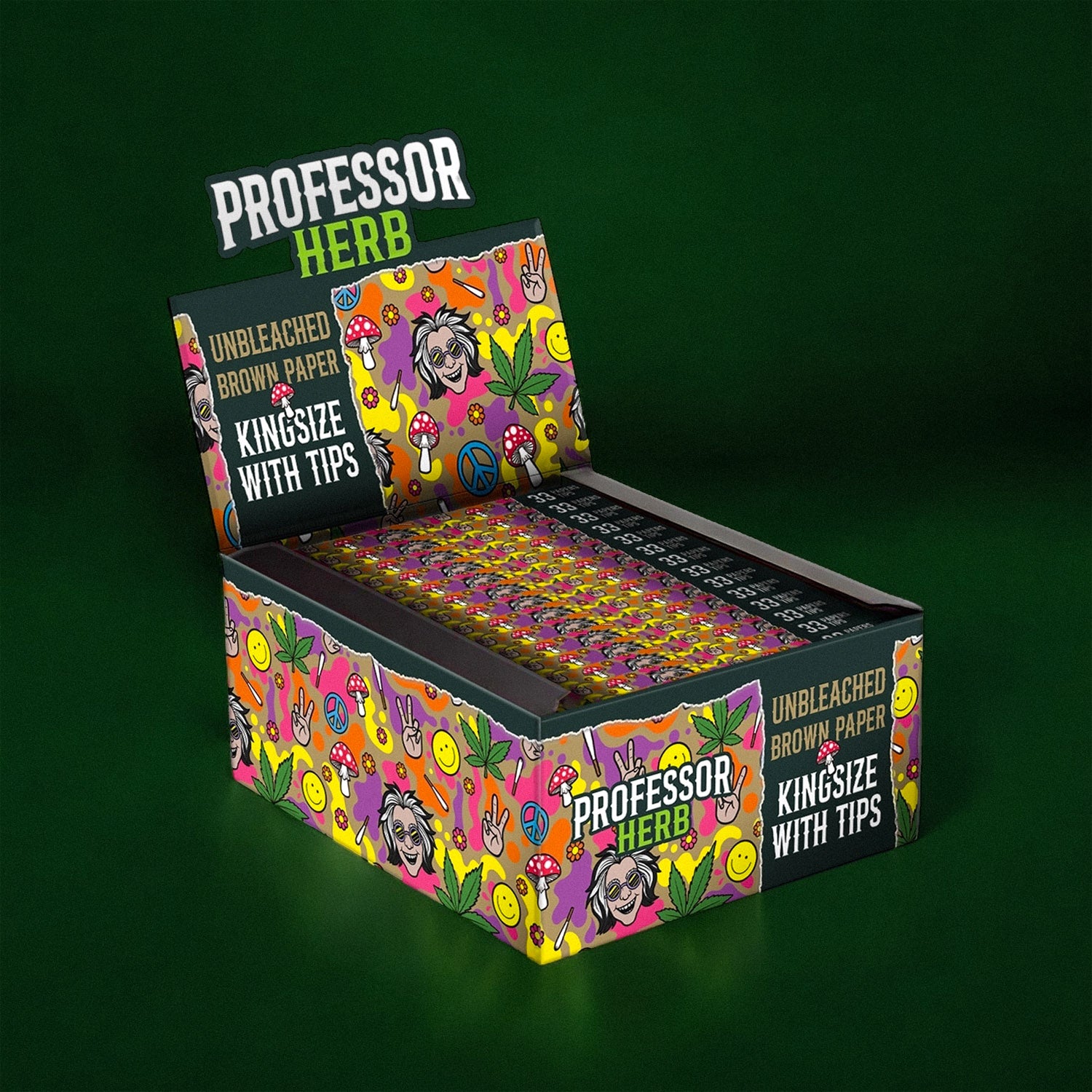 Professor Herb King Size Rolling Papers & Tips - Unbleached Brown Paper