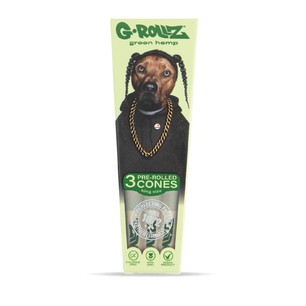 G-Rollz Pets Rock 'Rap' Organic Green Hemp King Size Pre-Rolled Cones 3pcs