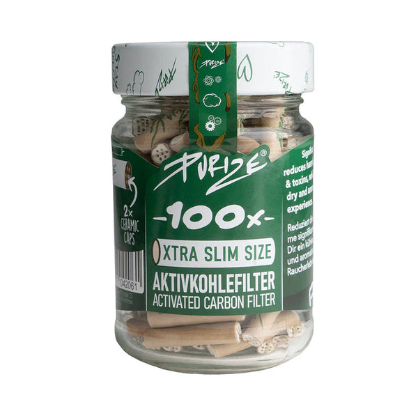 PURIZE® Activated Carbon Xtra Slim Filters Glass Jar (100 pcs) - Organic