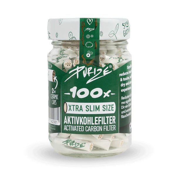 PURIZE® Activated Carbon Xtra Slim Filters Glass Jar (100 pcs) - White