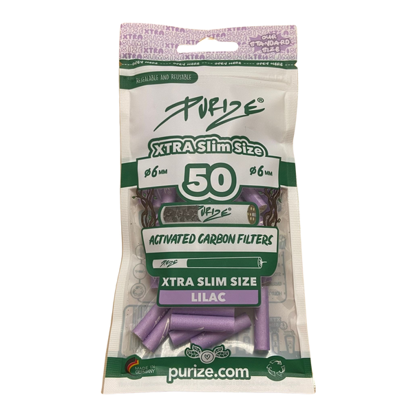 PURIZE® Activated Carbon Xtra Slim Filters 6mm (50 pcs) - Lilac