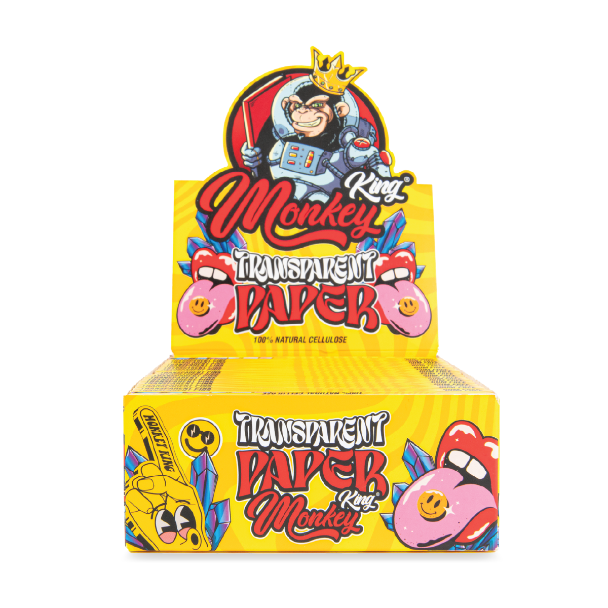 Box of King Monkey transparent vape paper with colorful design on a white background