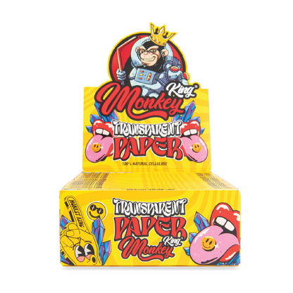 Box of King Monkey transparent vape paper with colorful design on a white background