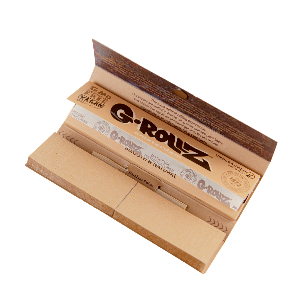 G-Rollz Rolling Papers, Tips & Poker: Unbleached Extra Thin - King Size