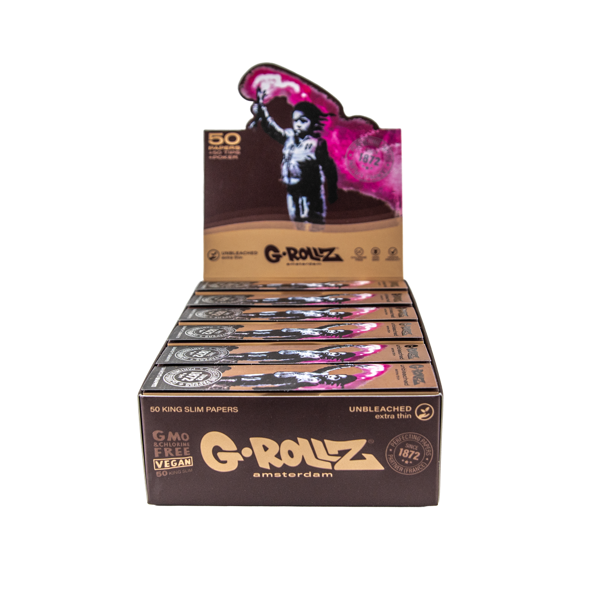 G-Rollz Rolling Papers, Tips & Poker: Unbleached Extra Thin - King Size