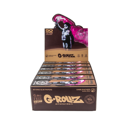 G-Rollz Rolling Papers, Tips & Poker: Unbleached Extra Thin - King Size