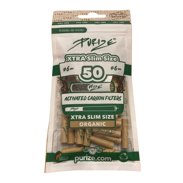 PURIZE® Activated Carbon Xtra Slim Filters 6mm (50 pcs) - Organic