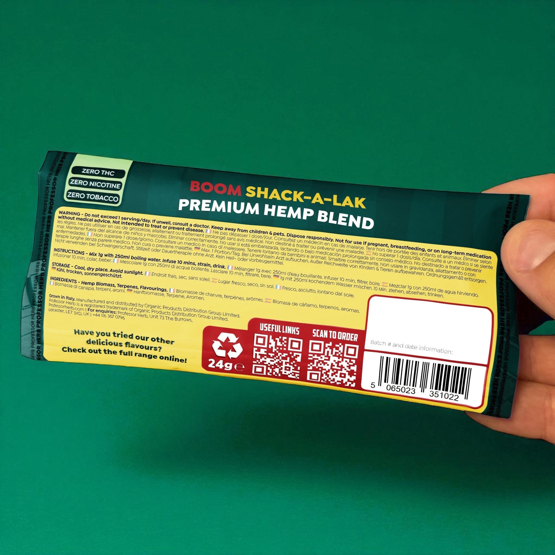 professor herb tobacco Premium Hemp Blend (24g) cloudz-papers Al Capone Tobacco Leaf Wraps