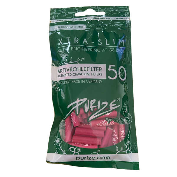 PURIZE® Activated Carbon Xtra Slim Filters 6mm (50 pcs) - Pink
