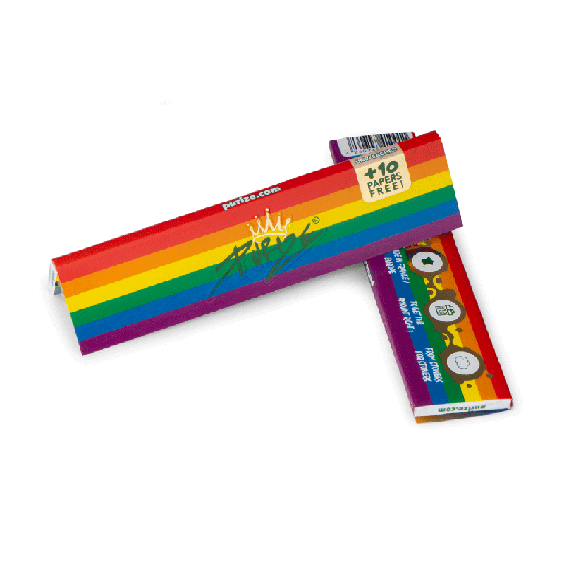 Two packages of rainbow papers on a white background