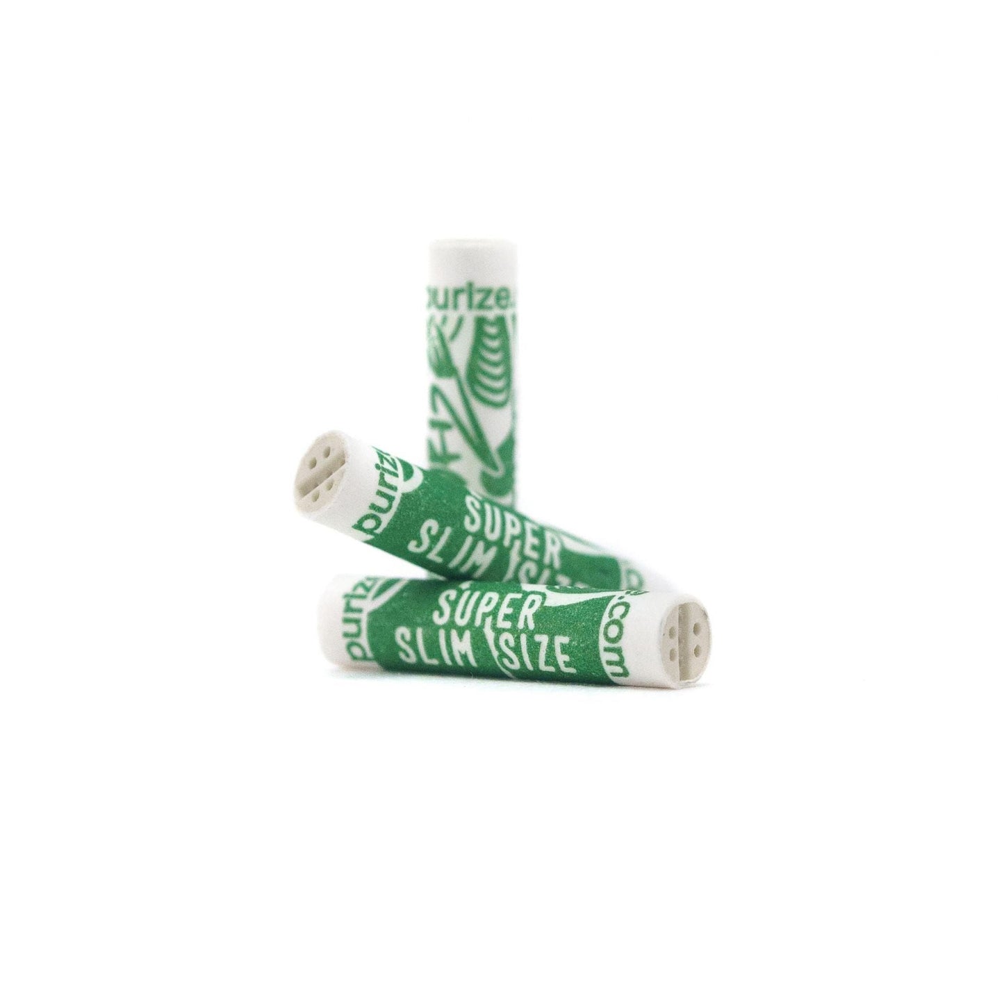 Two green and white cigarette packs with 'Super Slim Size' text on a white background