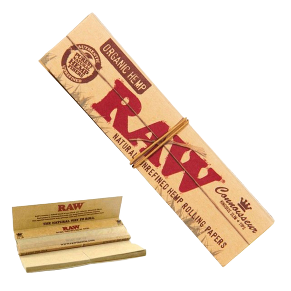 RAW Connoisseur Organic Hemp Rolling Papers & Tips
