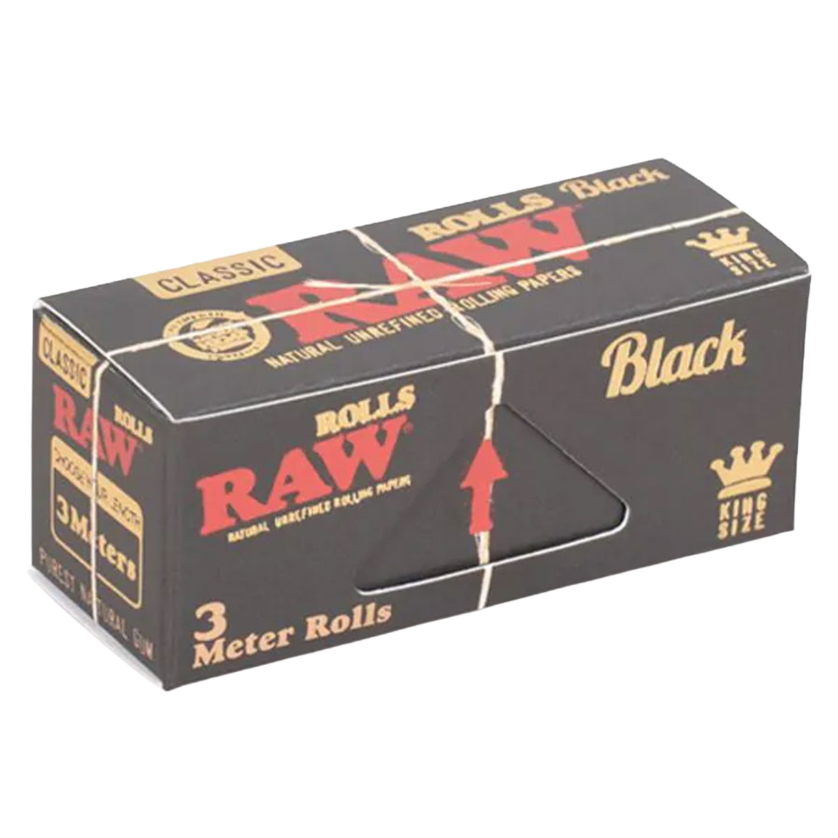Box of Raw Black rolling papers on a white background