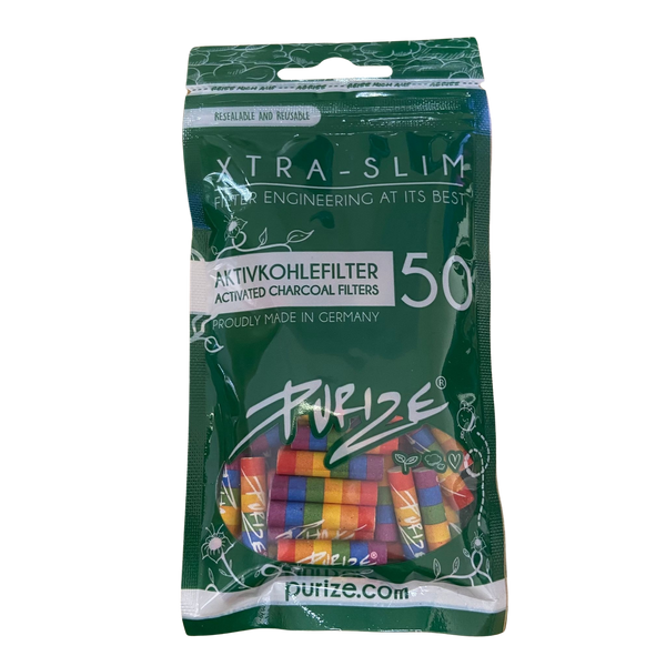 PURIZE® Activated Carbon Xtra Slim Filters 6mm (50 pcs) - Rainbow