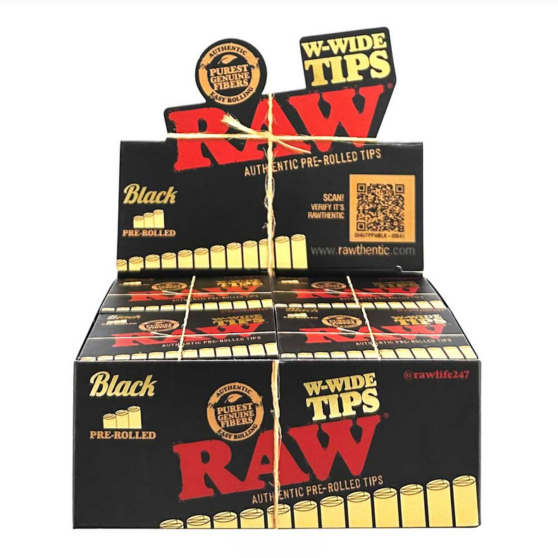 RAW Black W-Wide Pre-Rolled Tips