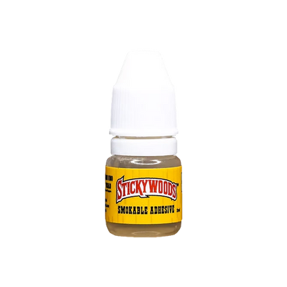 Jar of Stickywoods smokable adhesive on a white background