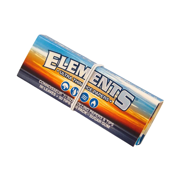 Elements Connoisseur Ultra Thin Rice Rolling Papers & Tips - Blue