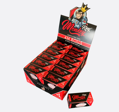 Box of King Monkey rolling paper with a monkey character on the packaging.