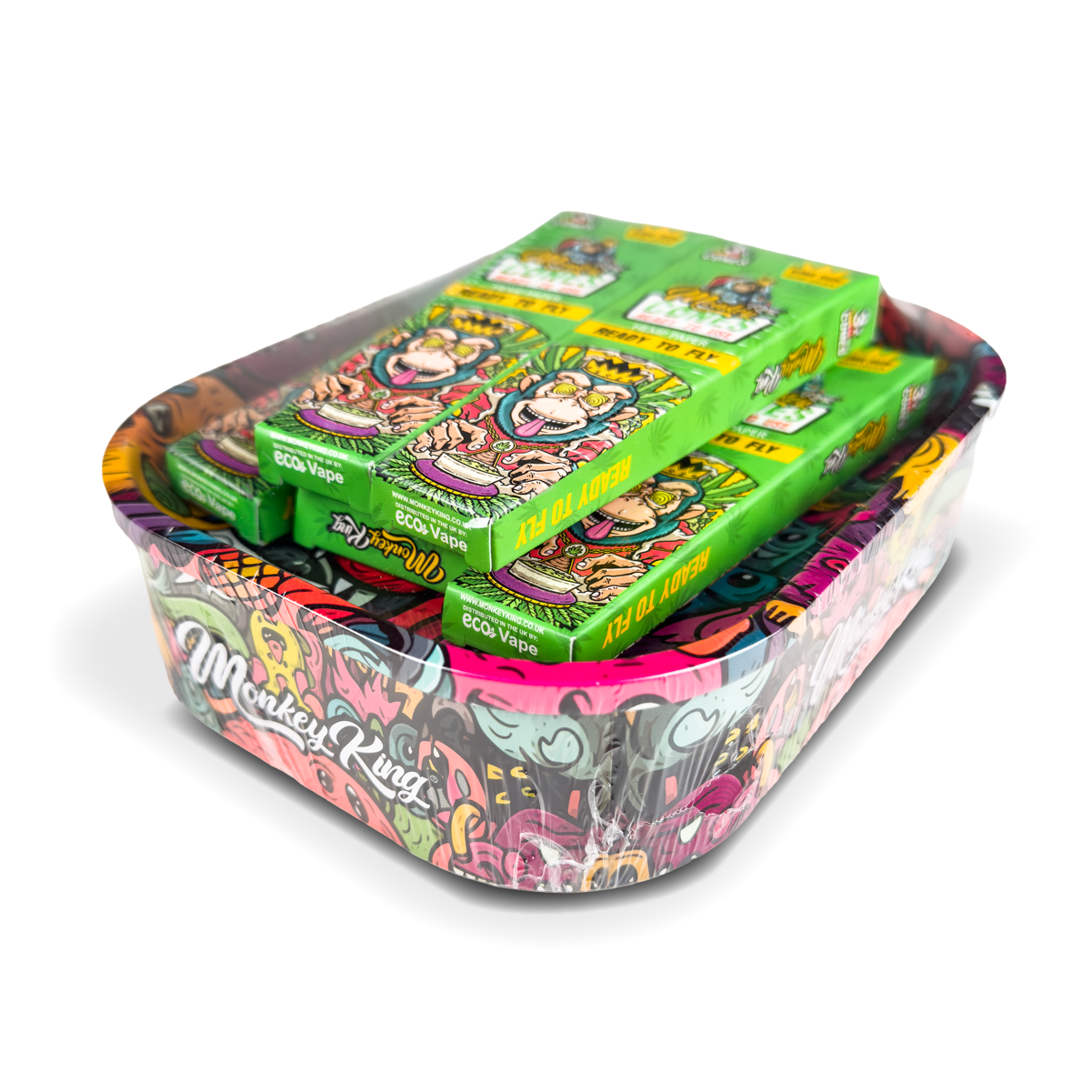 Colorful packaging of 'Monkey King' products on a white background