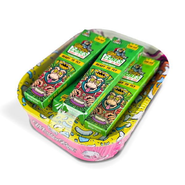 Monkey King Rolling Tray Box + Hemp Cones - Skulls
