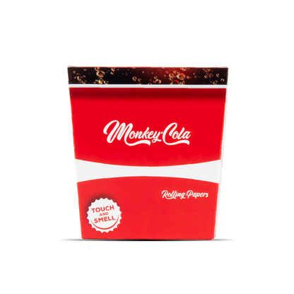 Red packaging of Monkey Cola rolling papers with a white background