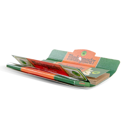 Cardboard product packaging with colorful design on a white background