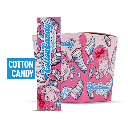 Cotton Candy-themed product packaging with cartoon characters on a white background
