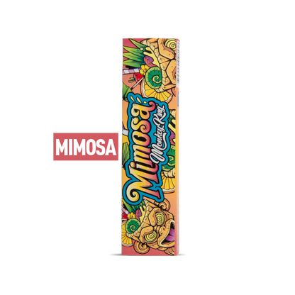 Colorful packaging of Mimosa Monde'Rose on a white background