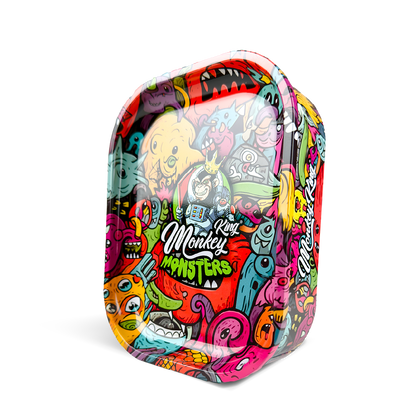 Colorful case with cartoon monster design on a white background