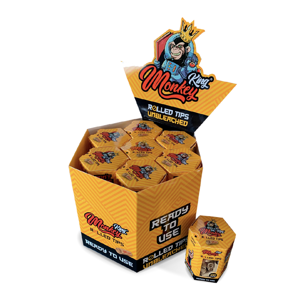Monkey King Pre-Rolled Filter Tips: Unbleached - 14pcs Full Box