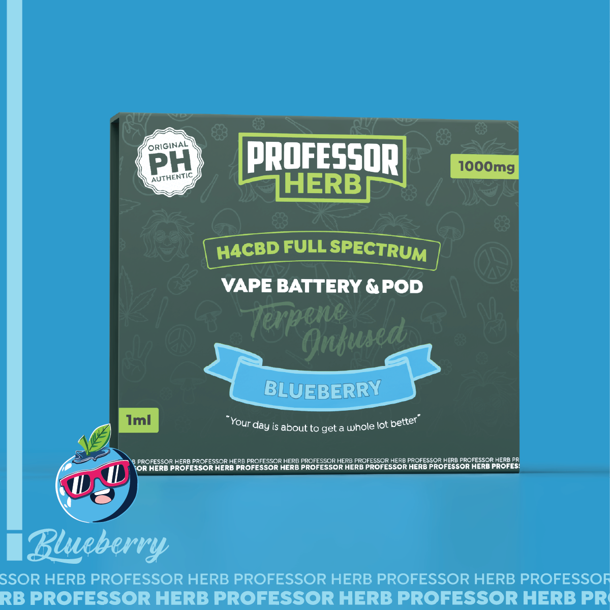 Professor Herb 1000MG H4CBD Full Spectrum 1ML Pod Kit - Blueberry