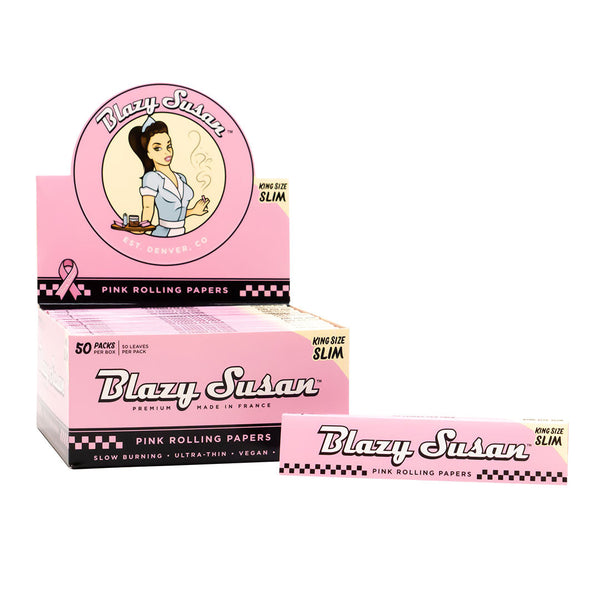 Blazy Susan King Size Rolling Papers - Pink - 50pcs Full Box