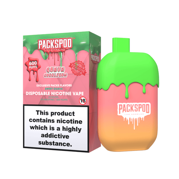 Packspod by Packwoods Nicotine Disposable Vape 2ml/20mg - Guava Bubblegum
